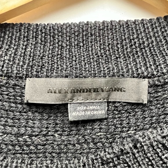 ALEXANDER Wang Cropped Destroyed Sweater Crew Neck Holes Goth Grunge Goblincore - Picture 4 of 12